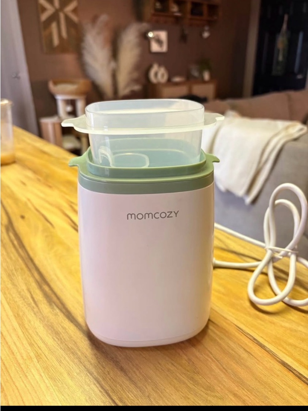 Momcozy Electric Baby Bottle Warmer - White & Sage Green